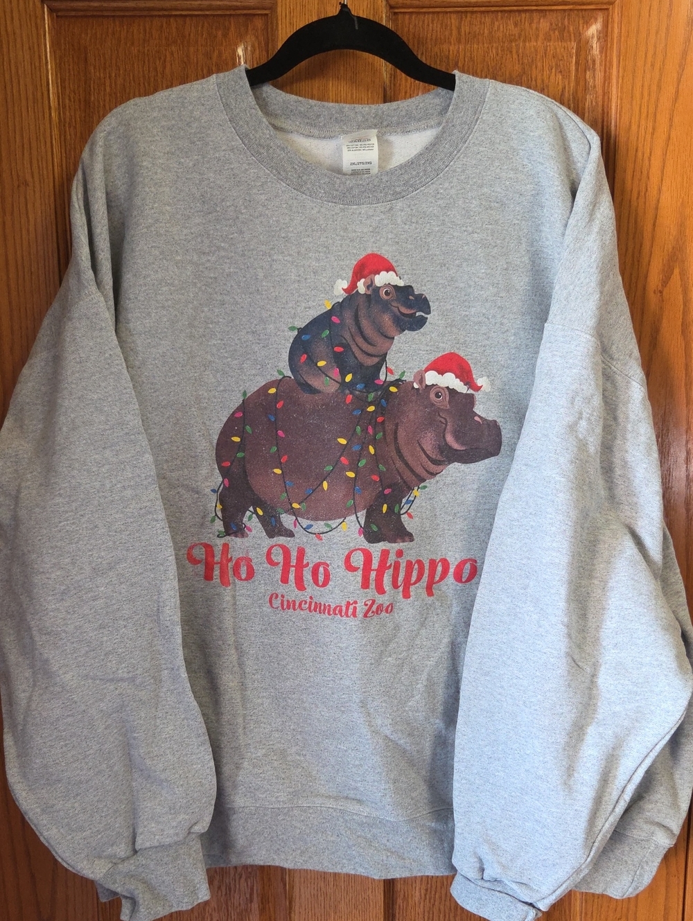 "Ho Ho Hippo" Holiday Sweatshirt - Gray